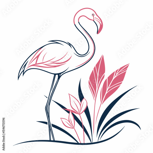 pink flamingo vector illustration, animal vector