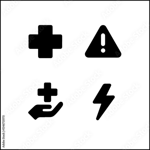 Disaster safety icon set vector silhouette