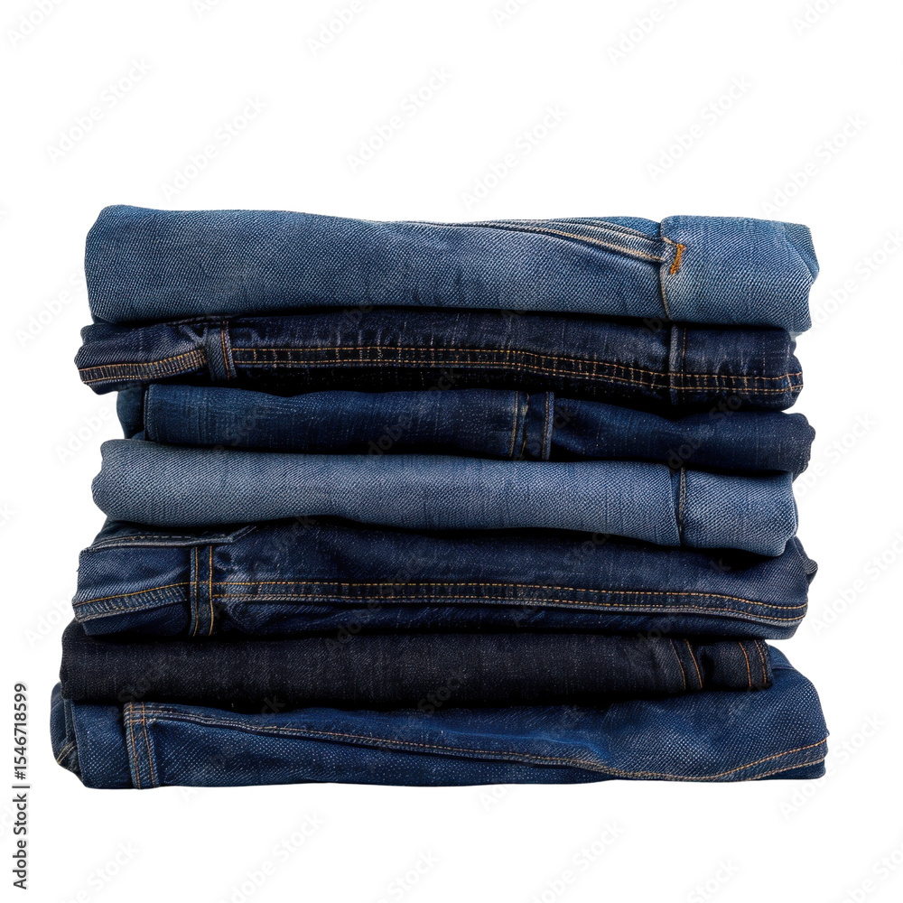Stacked denim jeans in various shades of blue, showcasing casual and stylish look. Perfect for everyday wear and versatile outfits Stacked denim jeans in various shades of blue, showcasing casual and stylish look. Perfect for everyday wear and versatile outfits