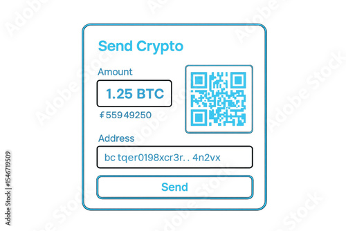 Secure Cryptocurrency Transaction Interface Send Bitcoin (BTC) via QR Code and Address