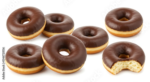 Obraz na płótnie Chocolate glazed donuts on white background.