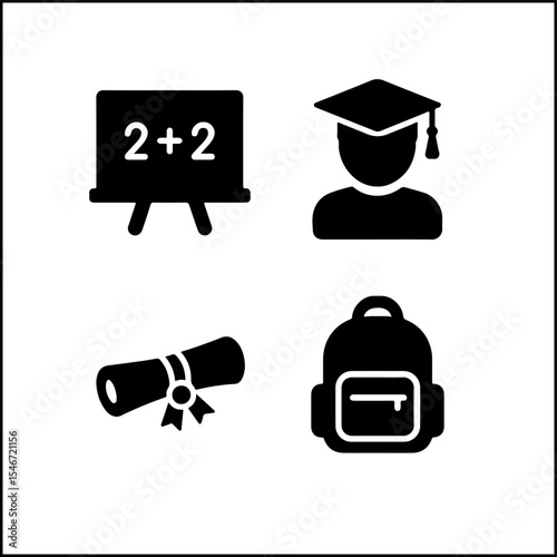 Education icon set vector silhouette