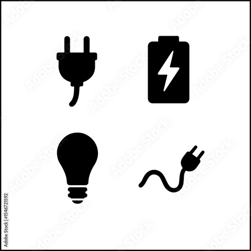 Electric power icon set vector silhouette