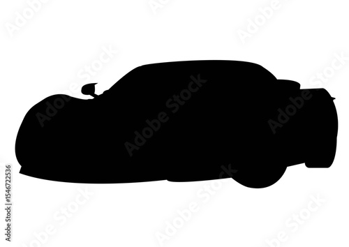 "A sleek black sports car in vector art style, side view, clean lines, minimal shadows, glossy finish, isolated on a white background, modern and high-resolution."


