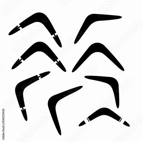 Boomerang collection native throwing stick design