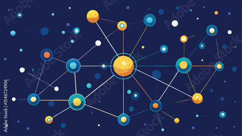 Abstract modern technology network background with connected lines and dots on dark blue