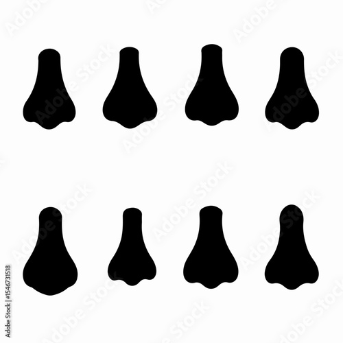 Black nose shapes on white background silhouettes