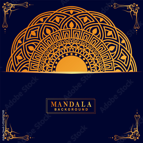 Ornamental mandala with golden color arabesque floral pattern islamic east style