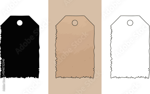 Three tags vector illustration, blank paper tag, gift tag design, price tag, label template vector editable stock vector illustration