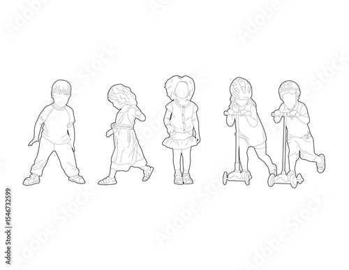 CAD Children Vectors Set 1 - BW
