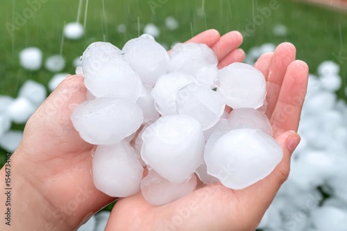 Capturing Nature's Fury in a Handful of Hailstones, Combining Beauty and Chaos in a Single Moment of Icy Wonder