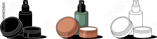 Minimalist beauty product illustration for skincare routine and cosmetic set promotion and advertising editable stock vector illustration