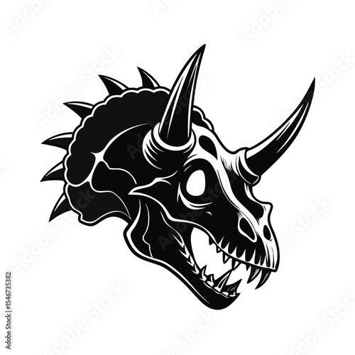 A triceratops dinosaur skull isolated on white background