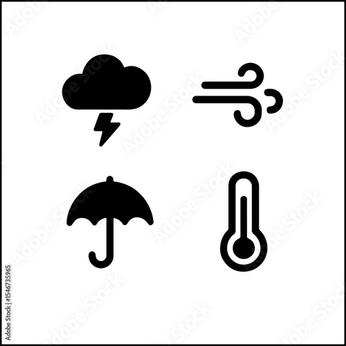 Weather forecast icon set vector silhouette