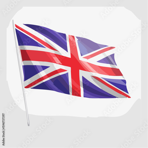 A Clean Vector Illustration of the United Kingdom Flag (Union Jack) in Bold Red, White, and Blue Colors with Crisp Lines and Scalable Design, Representing British Identity and Heritage