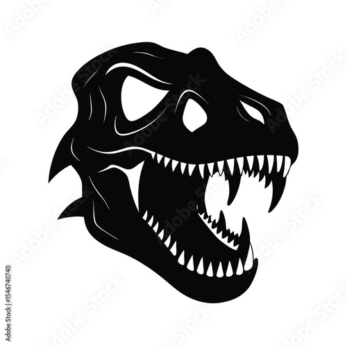 Dinosaur skull of a tyrannosaurus rex with sharp teeth isolated on white background