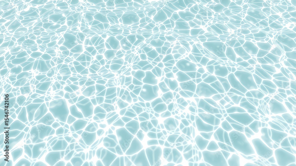 Fototapeta premium Light blue water surface with sun reflections creating a mesh pattern on the underwater floor