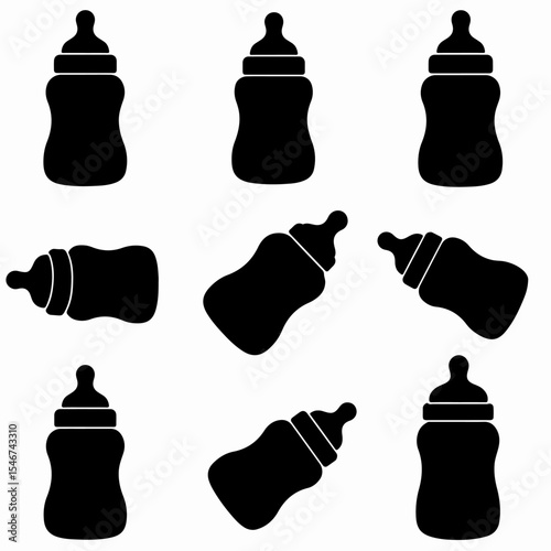 Baby bottle icons milk container design