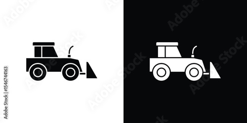 Bulldozer icon of a flat style vector