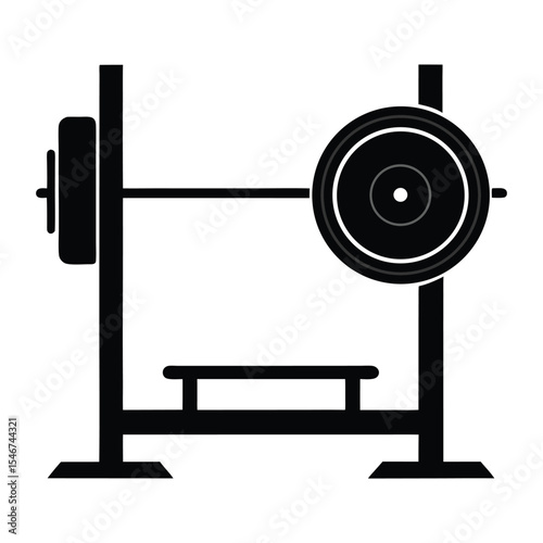Silhouette of a weight bench press isolated on white background