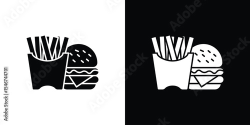 Burger Fries icon of a flat style vector