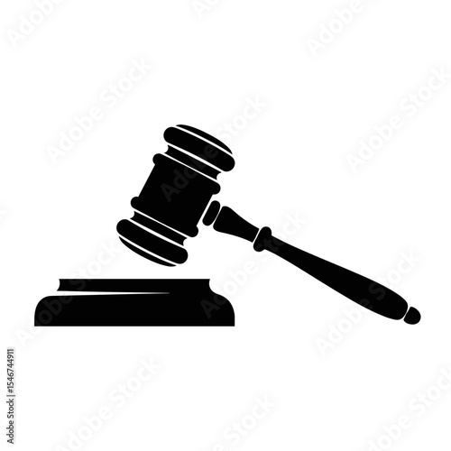 Gavel silhouette on stand representing law and justice concept  