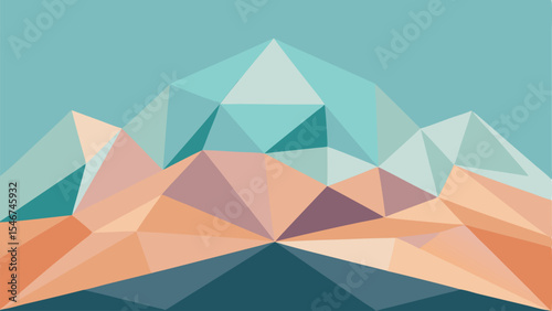 Geometric mountain landscape abstract with textured effect and colorful polygon shapes