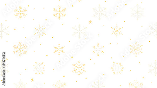 Elegant gold and white snowflake pattern, winter holiday design, seamless texture