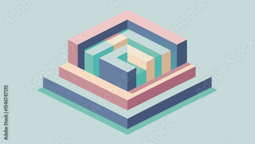 Isometric 3d abstract geometric design in pastel colors perfect for various projects