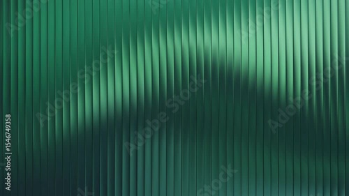 Green reed glass frosted window gradient. Premium corrugated wave texture. Ribbed glass background design. Abstract fluted acrylic surface with glossy refraction effect. 4k Seamless loop.