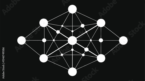 Minimalistic geometric network structure design in black and white for technology and communication