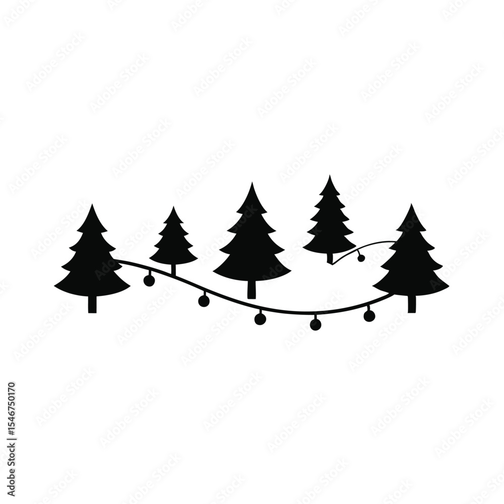 Obraz premium Elegant Christmas Tree Silhouette Illustration Festive Holiday Design Element