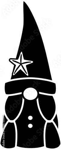 Cute summer gnome silhouette vector isolated. 
Funny beach gnome and starfish illustration.
Transparent background. svg.