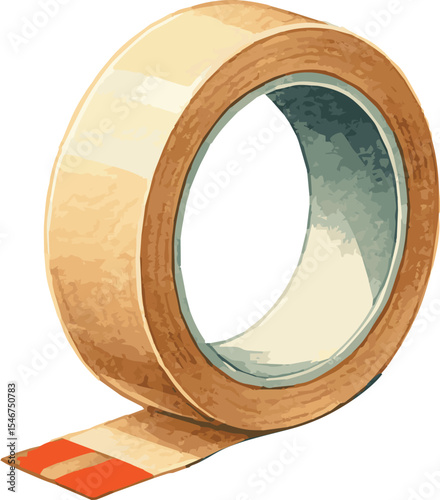 Vector watercolor painted illustration of an adhesive tape