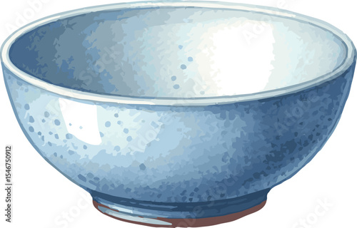 Vector watercolor painted illustration of an empty bowl