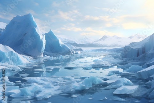 
Icy Glacier Landscape: A captivating view of a vast icy glacier landscape, showcasing the beauty and fragility of polar environments