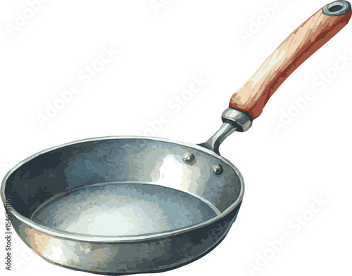 Vector watercolor painted illustration of a frying pan