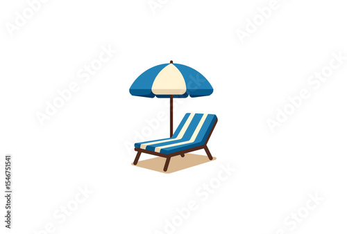 Vector illustration of a cartoon sun lounger with an umbrella	