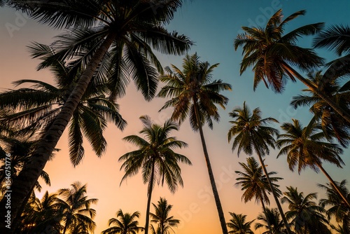 Tropical Palm Trees at Sunset Sky free beach background beach ocean