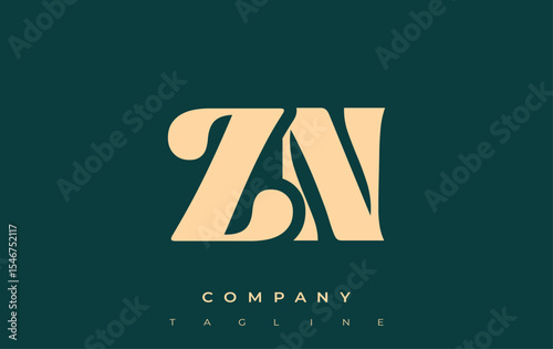 ZN Creative Abstract Typography Logo Design. Elegant logo combining bold typography and creative shapes, ideal for branding and identity solutions.