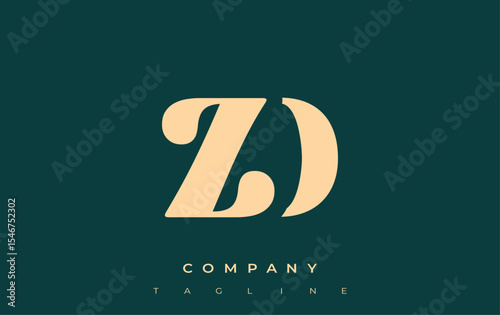 ZD Creative Abstract Typography Logo Design. Elegant logo combining bold typography and creative shapes, ideal for branding and identity solutions.