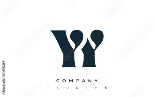 YY Creative Abstract Typography Logo Design. Elegant logo combining bold typography and creative shapes, ideal for branding and identity solutions.
