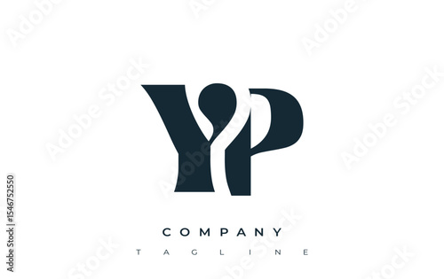 YP Creative Abstract Typography Logo Design. Elegant logo combining bold typography and creative shapes, ideal for branding and identity solutions.