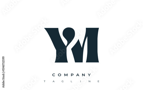 YM Creative Abstract Typography Logo Design. Elegant logo combining bold typography and creative shapes, ideal for branding and identity solutions.
