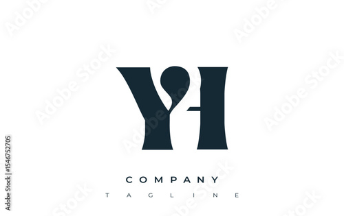 YH Creative Abstract Typography Logo Design. Elegant logo combining bold typography and creative shapes, ideal for branding and identity solutions.