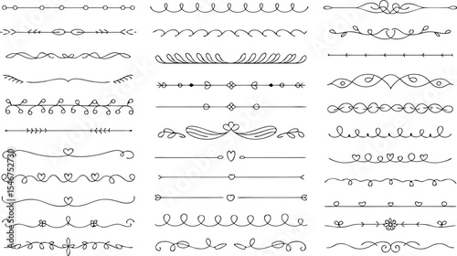 Collection of Hand Drawn Black Decorative Dividers