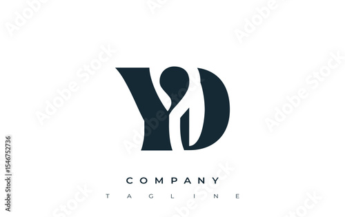 YD Creative Abstract Typography Logo Design. Elegant logo combining bold typography and creative shapes, ideal for branding and identity solutions.