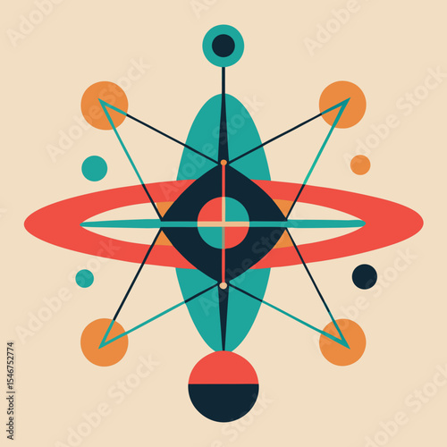 atom icon on blue background