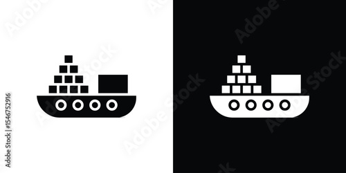 Cargo Ship icon of a flat style vector