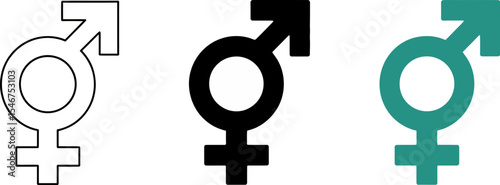 Understanding gender symbols: male female and transgender icon set for equality and diversity design editable stock vector